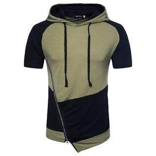 Two-tone Short-sleeve Hoodie