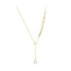 Simple And Fashion Plated Gold Leaf 316l Stainless Steel Necklace With Imitation Pearls Golden - One Size