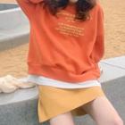 Lettering Pullover / Faux Leather Mini A-line Skirt