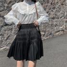 Ruffled Blouse / Shirred A-line Skirt