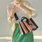 Color Block Linen Tote Bag