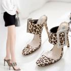 Leopard Print Stiletto Heel Slide Sandals