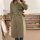Set: Double-breasted Tie-waist Long Vest + Cape Jacket