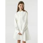 Tie-cuff Dart-detail Midi A-line Shirtdress