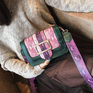 Color Block Snake Print Crossbody Bag