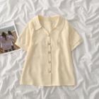 Short-sleeve Open-collar Shirt Almond - One Size