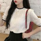 Puff-sleeve Heart Knit Top White - One Size