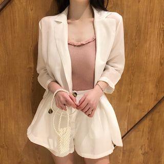 Camisole Top / Plain Blazer / Plain Shorts / Set