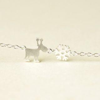 Sterling Silver Deer Necklace 1pc - Silver - One Size