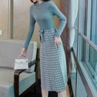 Long-sleeve Midi Printed Knit Dress