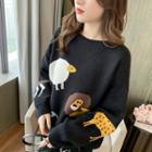 Cartoon Print Loose-fit Sweater