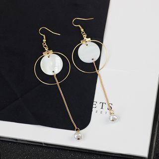 Disc Freshwater Pearl Drop Earrings