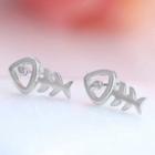Fish Bone Sterling Silver Earring 1 Pair - Silver - One Size