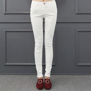 Elasticized-waist Skinny Pants