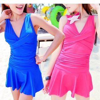V-neck Ruched Swimdress