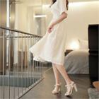 Linen-blend Wrap-front Long Dress