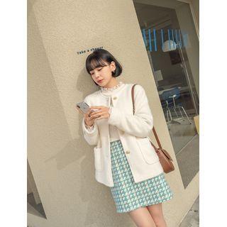Round-neck Metallic-button Jacket