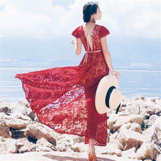 Short-sleeve Maxi Lace Sundress