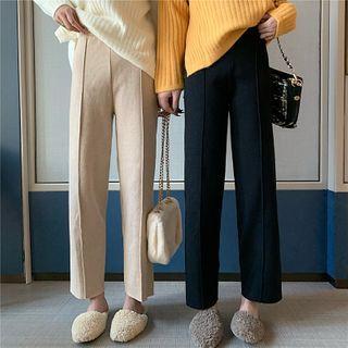 High-waist Straight-leg Cropped Knit Pants