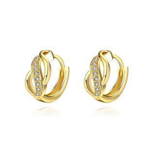 Simple And Fashion Plated Gold Geometric Stud Earrings With Cubic Zircon Golden - One Size