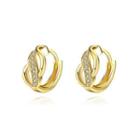 Simple And Fashion Plated Gold Geometric Stud Earrings With Cubic Zircon Golden - One Size