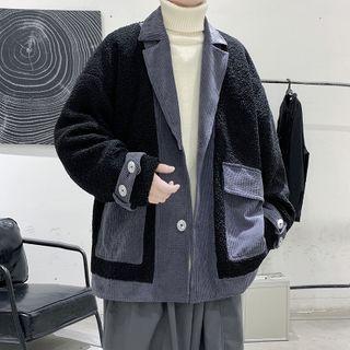 Fleece Panel Button-up Blazer