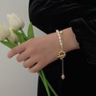 Faux Pearl Chain Bracelet Bracelet - Faux Pearl - White & Gold - One Size