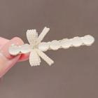 Bow Faux Cat Eye Stone Hair Clip Ly2278 - White - One Size