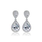 Fashion And Elegant Geometric Water Drop Earrings With Cubic Zirconia Silver - One Size