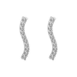 925 Sterling Silver Rhinestone Wave Earring