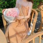 Faux-pearl Loose-fit Sleeveless Dress