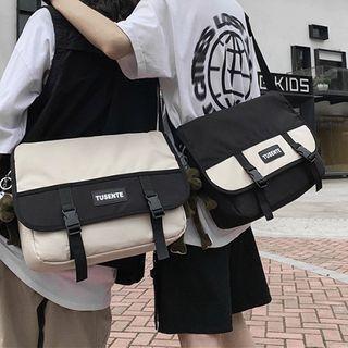 Two-tone Flap Messenger Bag / Bag Charm