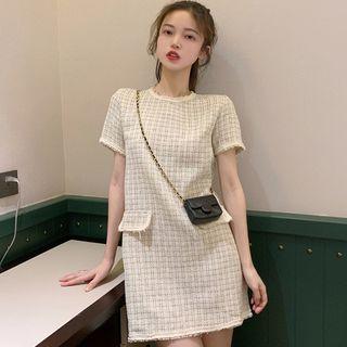 Plaid Short-sleeve Shift Dress