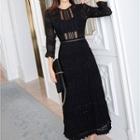 Cutout 3/4-sleeve A-line Dress