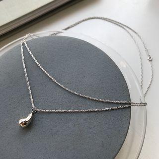 Water Drop Pendant Necklace L246 - Silver - One Size