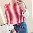 Long-sleeve Striped Top / Baggy Jeans