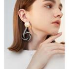 Bead Disc Dangle Earring 1 Pair - Black & White - One Size