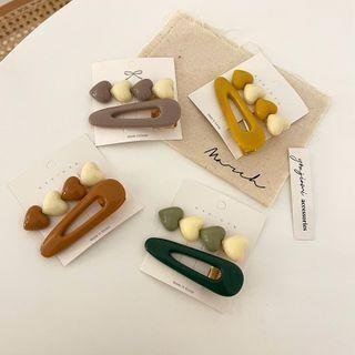 Set: Plain / Heart Hair Clip