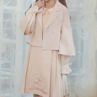 Embroidered Flared-sleeve Cropped Blazer