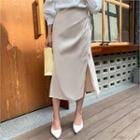 Slashed H-line Long Skirt Beige - One Size