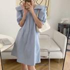 Puff-sleeve Pleated Loose Fit Dress