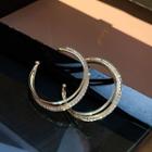 Rhinestone Layered Hoop Earring 1 Pair - Silver Pin - Gold - One Size