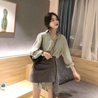 Plain Shirt Dress / A-line Skirt / Set