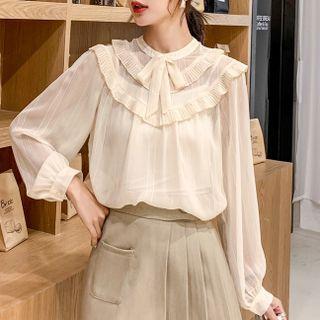 Ruffle Bow Accent Blouse