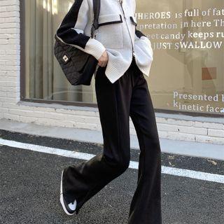 High-waist Wide-leg Slit Sweatpants
