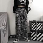 Zebra Sweatpants Black & Gray - One Size