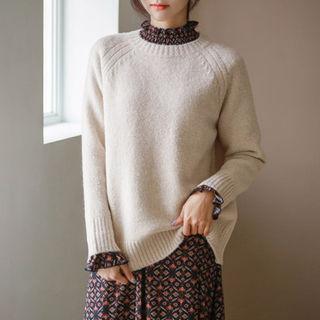 Crewneck Raglan-sleeve Sweater