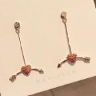 Rhinestone Heart Arrow Dangle Earring 1 Pair - Red & Gold - One Size