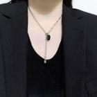 Faux Crystal Pendant Stainless Steel Y Necklace 1pc - Black & Silver - One Size