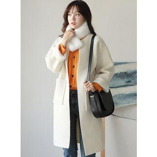 Fleece Open-front Coat With Sash